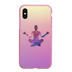 Чехол iPhone XS Max матовый Поза лотоса в йоге, цвет: 3D-розовый