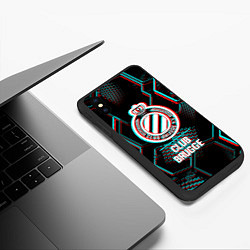 Чехол iPhone XS Max матовый Club Brugge FC в стиле glitch на темном фоне, цвет: 3D-черный — фото 2