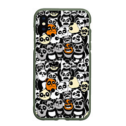 Чехол iPhone XS Max матовый Злобные панды, цвет: 3D-темно-зеленый