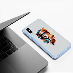 Чехол iPhone XS Max матовый Сальвадор Дали - поп арт, цвет: 3D-голубой — фото 2