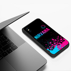 Чехол iPhone XS Max матовый Nirvana - neon gradient: символ сверху, цвет: 3D-черный — фото 2