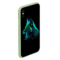 Чехол iPhone XS Max матовый Неоновая лиса, цвет: 3D-салатовый — фото 2