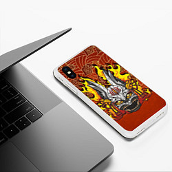 Чехол iPhone XS Max матовый Огненный кролик, цвет: 3D-белый — фото 2