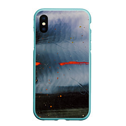 Чехол iPhone XS Max матовый Абстрактный синий туман и мазки красок, цвет: 3D-мятный