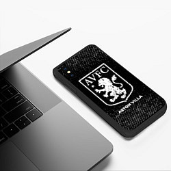 Чехол iPhone XS Max матовый Aston Villa с потертостями на темном фоне, цвет: 3D-черный — фото 2