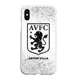 Чехол iPhone XS Max матовый Aston Villa с потертостями на светлом фоне, цвет: 3D-белый