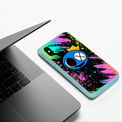 Чехол iPhone XS Max матовый Rainbow Friends: Blue, цвет: 3D-мятный — фото 2