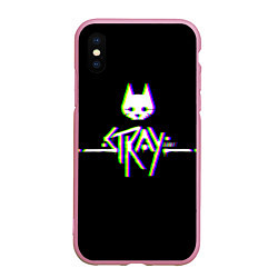 Чехол iPhone XS Max матовый Stray game glitch, цвет: 3D-розовый