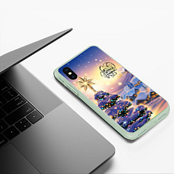 Чехол iPhone XS Max матовый Новогодняя елочка в деревне, цвет: 3D-салатовый — фото 2