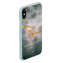 Чехол iPhone XS Max матовый Абстрактный серый туман и золотая краска, цвет: 3D-голубой — фото 2