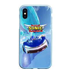 Чехол iPhone XS Max матовый Team Sonic racing - hedgehog - speed, цвет: 3D-голубой
