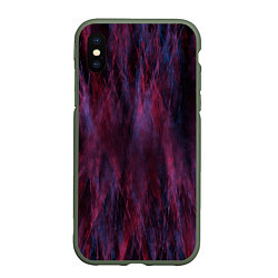 Чехол iPhone XS Max матовый Сине-красный мех, цвет: 3D-темно-зеленый