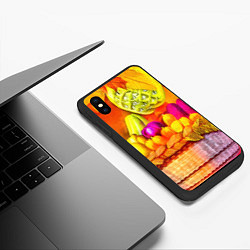 Чехол iPhone XS Max матовый Спелые фрукты и овощи в плетеной корзине, цвет: 3D-черный — фото 2