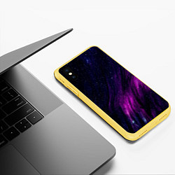 Чехол iPhone XS Max матовый Абстрактные блёстки и звёзды, цвет: 3D-желтый — фото 2