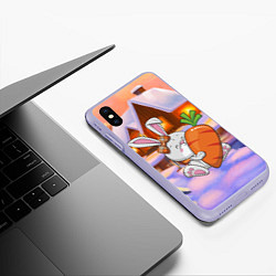 Чехол iPhone XS Max матовый Зайчик с большой морковью, цвет: 3D-светло-сиреневый — фото 2