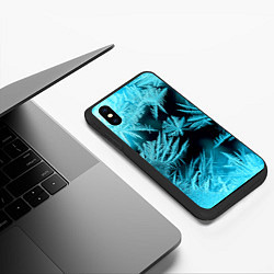 Чехол iPhone XS Max матовый Голубой лед - иней, цвет: 3D-черный — фото 2