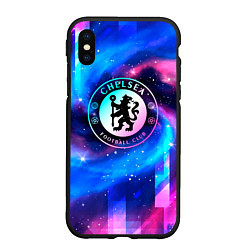 Чехол iPhone XS Max матовый Chelsea неоновый космос, цвет: 3D-черный