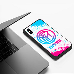 Чехол iPhone XS Max матовый Inter neon gradient style, цвет: 3D-черный — фото 2