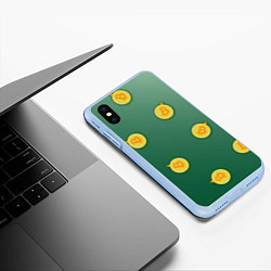 Чехол iPhone XS Max матовый Елочное украшение биткоин, цвет: 3D-голубой — фото 2