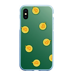 Чехол iPhone XS Max матовый Елочное украшение биткоин, цвет: 3D-голубой