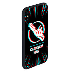 Чехол iPhone XS Max матовый Символ Chainsaw Man в стиле glitch на темном фоне, цвет: 3D-черный — фото 2