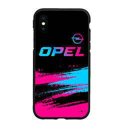 Чехол iPhone XS Max матовый Opel - neon gradient: символ сверху