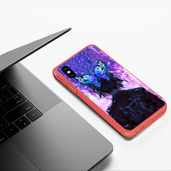 Чехол iPhone XS Max матовый Шинобу Кочо - Великолепная бабочка, цвет: 3D-красный — фото 2