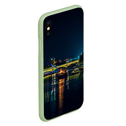 Чехол iPhone XS Max матовый Неоновый ночной город, цвет: 3D-салатовый — фото 2