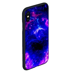 Чехол iPhone XS Max матовый Неоновый космос со звездами, цвет: 3D-черный — фото 2