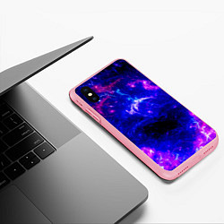 Чехол iPhone XS Max матовый Неоновый космос со звездами, цвет: 3D-баблгам — фото 2