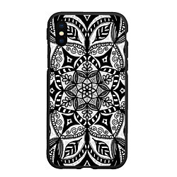 Чехол iPhone XS Max матовый Черно-белая мандала, цвет: 3D-черный