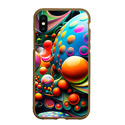 Чехол iPhone XS Max матовый Абстрактные космические шары, цвет: 3D-коричневый