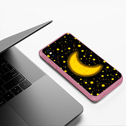 Чехол iPhone XS Max матовый Полумесяц и звезды, цвет: 3D-малиновый — фото 2