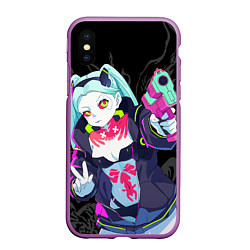 Чехол iPhone XS Max матовый Ребекка: Cyberpunk, цвет: 3D-фиолетовый