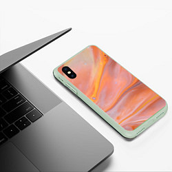 Чехол iPhone XS Max матовый Оранжевая река и краски, цвет: 3D-салатовый — фото 2