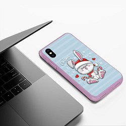 Чехол iPhone XS Max матовый Рождественский кролик, цвет: 3D-сиреневый — фото 2
