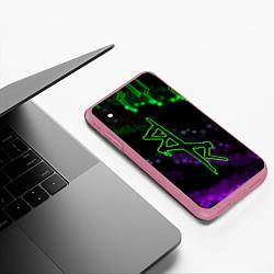 Чехол iPhone XS Max матовый Логотип киберпанков из Cyberpunk: edgerunners, цвет: 3D-малиновый — фото 2