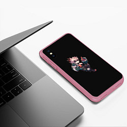 Чехол iPhone XS Max матовый Бакуго Кацуки - черный фон, цвет: 3D-малиновый — фото 2