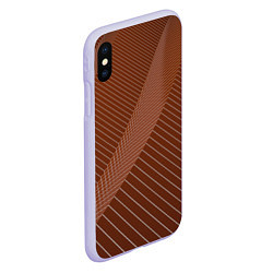 Чехол iPhone XS Max матовый Абстрактные белые линии на коричневом паттерне, цвет: 3D-светло-сиреневый — фото 2