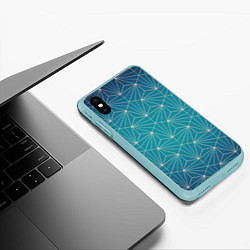 Чехол iPhone XS Max матовый Геометрические фигуры - паттерн, цвет: 3D-мятный — фото 2