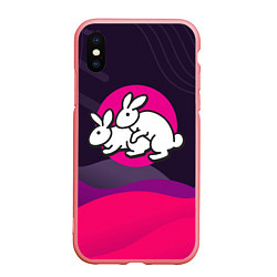 Чехол iPhone XS Max матовый Кролики love, цвет: 3D-баблгам