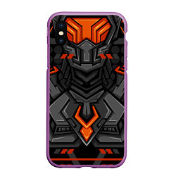 Чехол iPhone XS Max матовый Красно-черный робот, цвет: 3D-фиолетовый