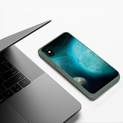 Чехол iPhone XS Max матовый Космос и планеты, цвет: 3D-темно-зеленый — фото 2