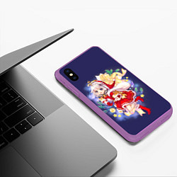 Чехол iPhone XS Max матовый Новогодняя Паймон - Genshin impact, цвет: 3D-фиолетовый — фото 2