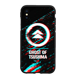 Чехол iPhone XS Max матовый Ghost of Tsushima в стиле glitch и баги графики на, цвет: 3D-черный