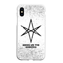 Чехол iPhone XS Max матовый Bring Me the Horizon с потертостями на светлом фон, цвет: 3D-белый