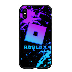 Чехол iPhone XS Max матовый Roblox logo neon gradient, цвет: 3D-черный