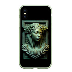 Чехол iPhone XS Max матовый Нейросеть - барельеф античной девушки, цвет: 3D-салатовый