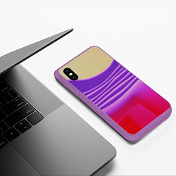 Чехол iPhone XS Max матовый Волнообразные листы разных цветов, цвет: 3D-фиолетовый — фото 2