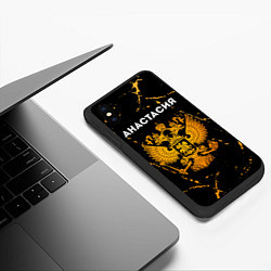 Чехол iPhone XS Max матовый Анастасия и зологой герб РФ, цвет: 3D-черный — фото 2